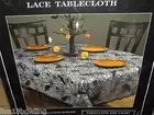 Halloween 60"x84" Oblong Black Web Lace Tablecloth w/ Spiders & Bats NIP!!!