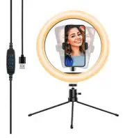 NEW! 10.2’’ Selfie Ring Light w/Tripod Stand & Phone Holder, Dimmable