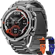 Smart Watch Gifts for Men(Calls/Answer) 1.52'' Military Smart Watch for Men for Android iPhone,100+ Sport Modes/Heart Rate/Sleep Monitor,2025 New Fitness Tracker Two Bands and Accessories Kits