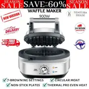 Breville The No Mess Electric Waffle Maker Stainless Steel 7 Browning Settings