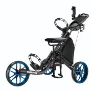 CaddyTek CaddyLite EZ-Fold Pro 3 Wheel Golf Buggy Blue + Removable Seat