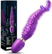Vibrating Realistic Monster Dildo G Spot Vibrator, Octopus Tentacle Clitoral Vibrator with 9 Powerful Modes and 360° Rotation Silicone Dildo Adult Sex Toys for Women
