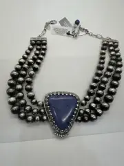 Chico’s Indigo Howlite Bib Necklace New With Tags