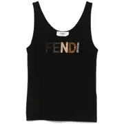 [Fendi] Fendi Sequin-logo Tank Top S BLACK