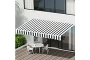 Instahut Retractable Folding Arm Awning Manual Sunshade 4Mx3M Grey White