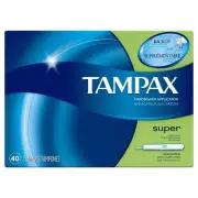 Tampax Super Absorbency Tampons Cardboard Applicator Leakguard 40ct Pack of 6
