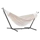 Double Hammock with Space Saving Steel Stand (450 lb Capacity - Natural Cotton