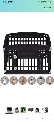 Pet Playpen with Mesh Fabric Top Cover Foldable Gate for Dogs Heavy Plastic New