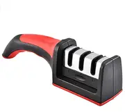 Quick Sharpener Professional 3 Stages Sharpener Knife Grinder Non-Slip Silicone Rubber Kitchen Tools (Red)