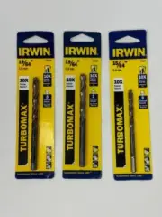 * IRWIN * TURBOMAX DRILL BIT " 10X FASTER START ' 19/64"(X2)/ 15/64" ' LOT OF 3