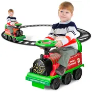 Costway Ride On Car Motorized Train Electric Toy Train Birthday Gift w/Track & Music Green