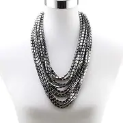 New 2018 Multi Layers Metal Alloy Chunky Chain Necklace for Women Design Davitu Brand Bib Pendant Statement Necklace Wholesale - (Metal Color: black)