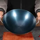 Double Ear Cast Iron Wok Non Coated Chinese Wok Gas Induction Cooker