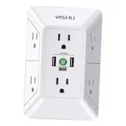 Multi Plug Outlet Surge Protector - 3 Sided Power Strip with 6 AC Outlet