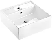 [CEFITO] Bathroom Basin Vanity Sink, Ceramic Hand Wash Basins Vessel Sinks Above Counter Top Tools Kitchen Home Improvement, Rectangle High Gloss Finish Modern Scratch-Resistant White