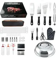 Barbecue Tool Set BBQ Tools Set 45pcs Griddle Accessories Kit, Stainless Steel BBQ Accessories Complete BBQ Set Gift, Barbecue Accessories Professional Griddle Spatula Set,BBQ Gifts for Men Women