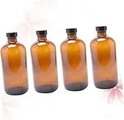 4pcs Round Glass Bottles Set 60ml Apothecary Bottle Refillable Amber Oil Laboratory dispenser with Lid
