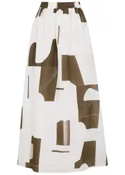 Bird & Knoll Ocean Printed Cotton Maxi Skirt - Brown - M M