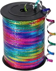 AIMALL 1312 Feet Laser Rainbow Ribbon, 0.2 Inch Wide, Ideal for Party Decor, Birthday and Wedding Balloons, Long-Lasting Plastic