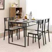 Costway5 Piece Dining Table Set with Wood Like Tabletop and Metal Frame for Kitchen/Dining Room