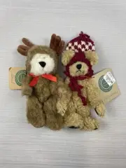 Boyds Bears Ansel Reindeer & Fitzgerald Christmas Plush Bear Jointed 8" Tag