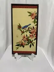 RARE Vintage, COMPLETED, & FRAMED Sunset Stitchery Songbird of the Orient Crewel