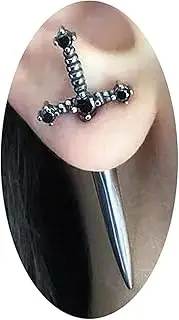 [Rrdaily] Vintage Gothic Sword Earrings Rhinestone Crystal Dagger Earrings Punk Style Sword Dangle Earrings Halloween Costumes Jewelry for Women and Men
