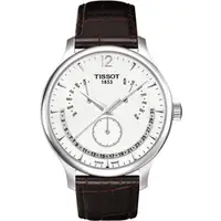 在飛比找PChome商店街優惠-TISSOT Tradition 逆跳微笑時刻萬年曆時尚腕錶