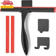 25 Cm Stainless Steel Shower Squeegee with Self-Adhesive Hook and Replacement Bl