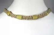 Handmade Flat Hemp Choker Necklace with Yellow African Sandcast Beads