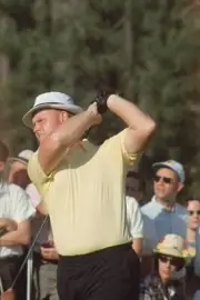 Golf The Masters Closeup of Jack Nicklaus in action during Thursda- Old Photo