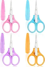 4Pcs Small Sewing Scissors Stainless Steel Detail Craft Scissors Set with Cap Po