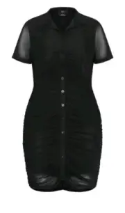City Chic Medium Ruched Dress Black Plus Size 18