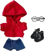 niannyyhouse Loose Solid Hoodie Jeans Glasses High Leather Shoes 10cm 15cm 20cm Plush Doll Clothes Soft Stuffed Plush Toy Dress Up Accessories (A12, 15cm)