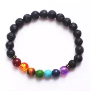 Elastic Natural Lava Beads Bracelet Jewelry Beaded Bangle Gift WPD