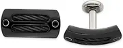 [JewelryWeb] 25mm Black Titanium Cable and Black Spinel With Silver Bezel Cufflinks