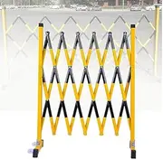 Retractable Traffic Barricade Folding Door,Retractable Outdoor Safety Fence with Casters and Adjustable Gate