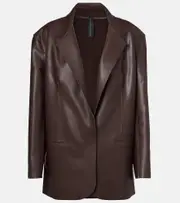[Norma Kamali] Norma Kamali Oversized faux leather blazer AU 12 brown