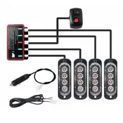 4pcs 4led Stroboscopes 12v Strobe Light 4 In 1 Car Emergency Light Beacon Emergency Fashing Light (