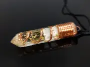 Orgonite Orgone pendant, necklace, Moldavite, Selenite, Herkimer, Diamonds, gold