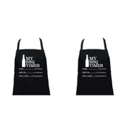 2x Annabel Trends Screen Print Cotton Kitchen Apron 60x80cm BBQ Timer Black