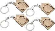 ERINGOGO 4 Pack Bamboo Shopping Cart Coin Keychains Steel Token Trolley Keyring Portable