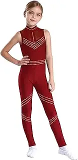 [inhzoy] Kids Girls Sleeveless Gymnastics Unitards Shiny Rhinestone Stage Performance Jumpsuit Bodysuit