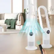 Electric Air Purification Bladeless Fan Rotation Tilt Head Remote Control 9 Timer White