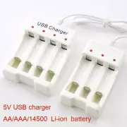 3/4 Slot USB Fast Charging Li-ion Battery Charger for AA/AAA 14500 1.2V Battery