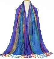 Large Peacock Feather Jacquard Scarf Elegant Gradient Shawl Thick Warm Stunning