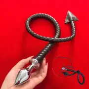 BDSM Black Devil Tail Long Whip Slave Bondage Flogger Spanking Cosplay women AU
