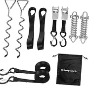 harayaa RV Awning Tie Down Set Fastening Set Ratchet Tie Down Strap Outdoor Camping Sturdy RV Awning Secure Straps Tent Ground Nails
