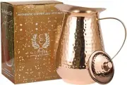 Pure Copper Water Pitcher with lid 70 Oz Authentic Hammered Vessel Solid Jug