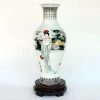 在飛比找Yahoo!奇摩拍賣優惠-INPHIC-ZF-C025 景德鎮手繪薄胎陶瓷花瓶 仕女圖
